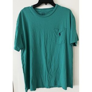 Polo Ralph Lauren Pocket T-Shirt Mens Medium Green Purple Pony Embroidered